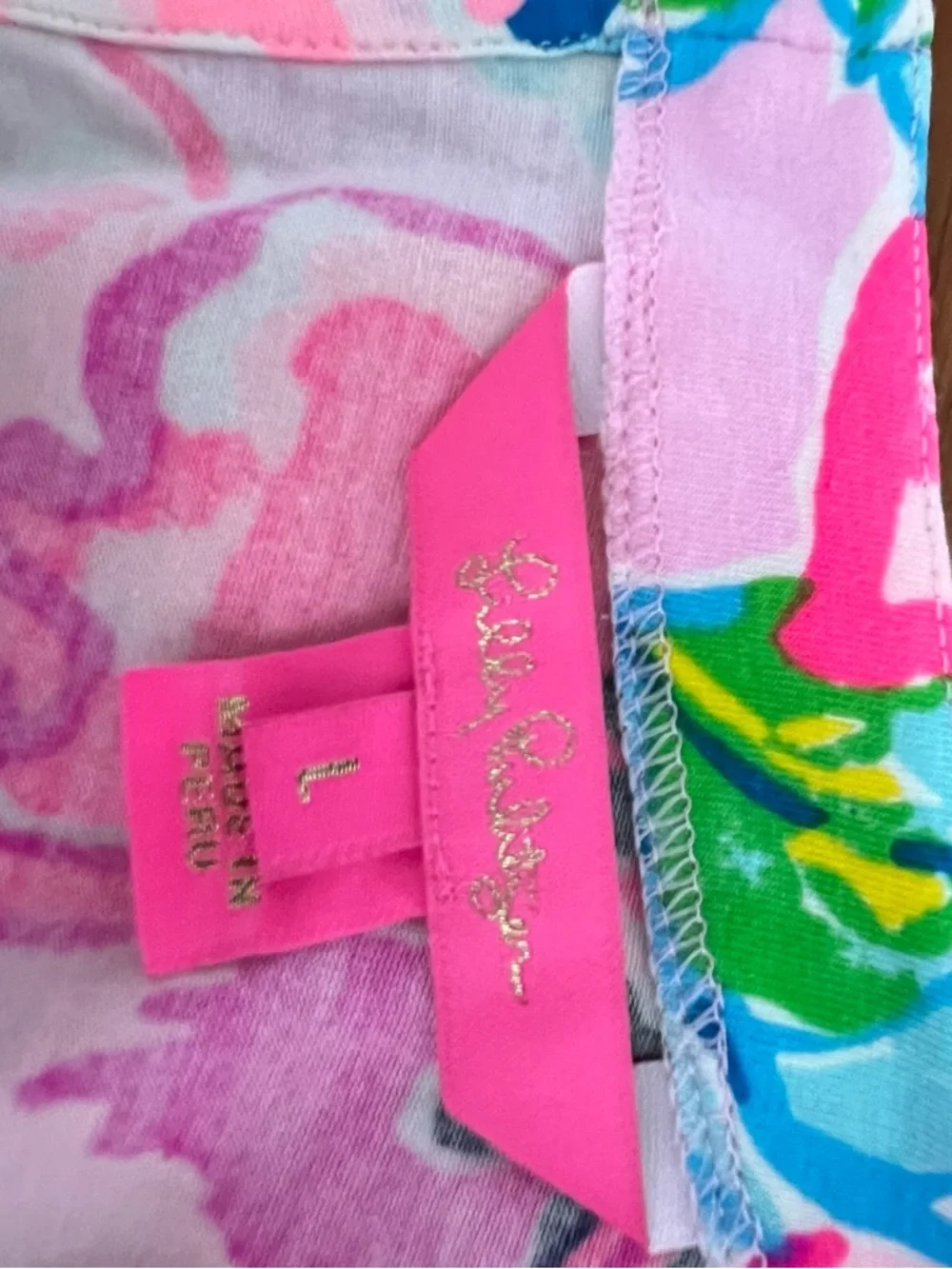 Lilly Pulitzer Pink, Green & Blue Floral Boatneck Top - Picture 3 of 3